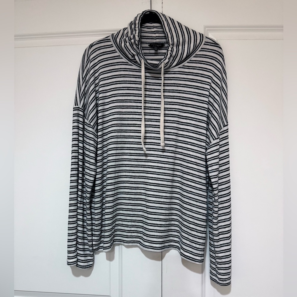 Lucky Brand Brushed Knit Cowl Neck Striped Sweater Women’s XL Lightweight